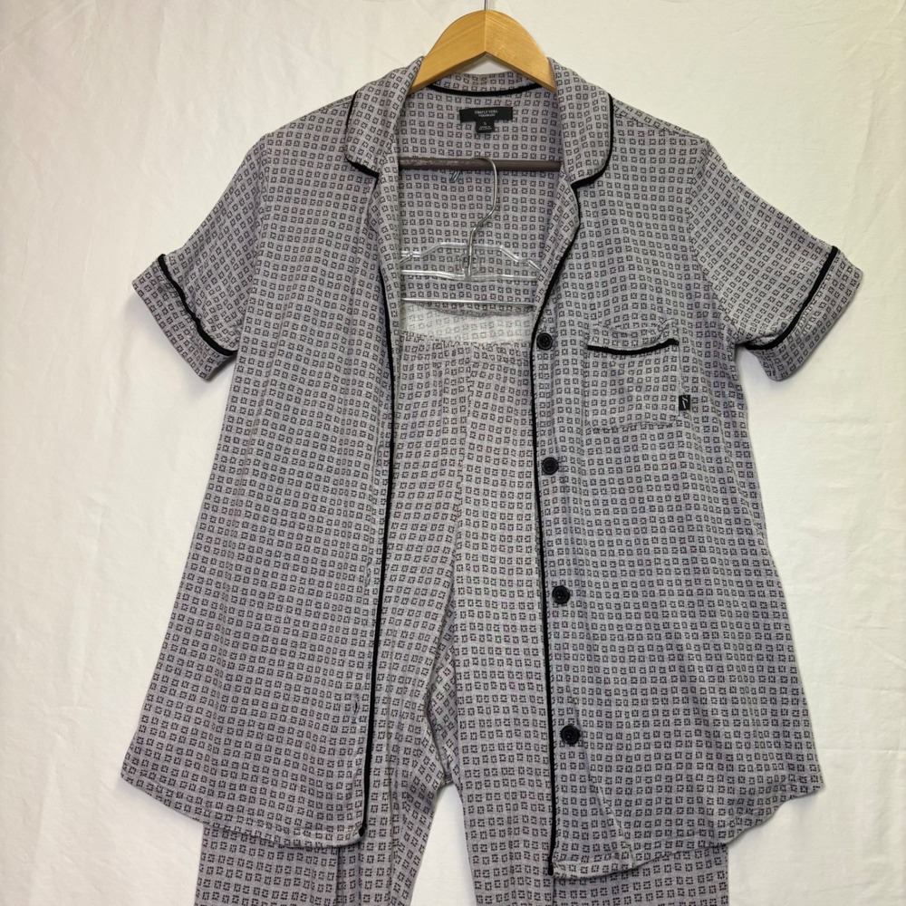 Simply Vera Vera Wang Pajama Set Women's S Gray Black Button Top Pants Rayon - Picture 3 of 8